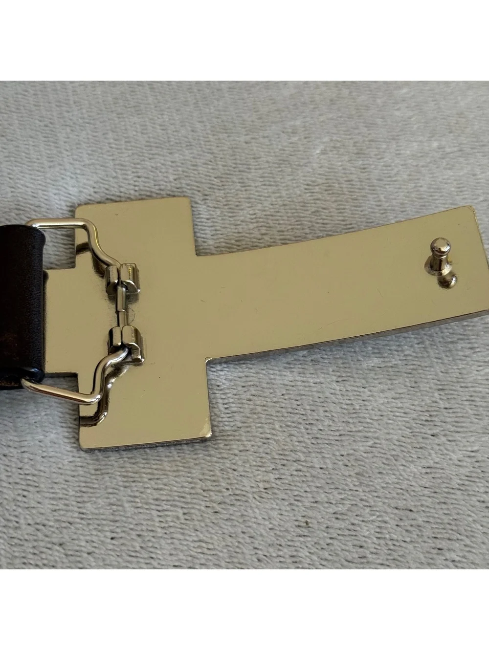 Vintage GUESS Black Genuine Leather Belt Brushed Silver G Cross Buckle Sz 32
